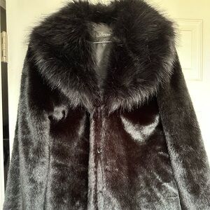 Dressbarn Black Faux Fur Coat